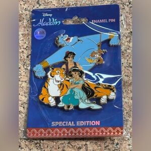 Disney Aladdin, Jasmine, Genie, Rajah, Abu - Cluster Series-LE 300 Jumbo Pin